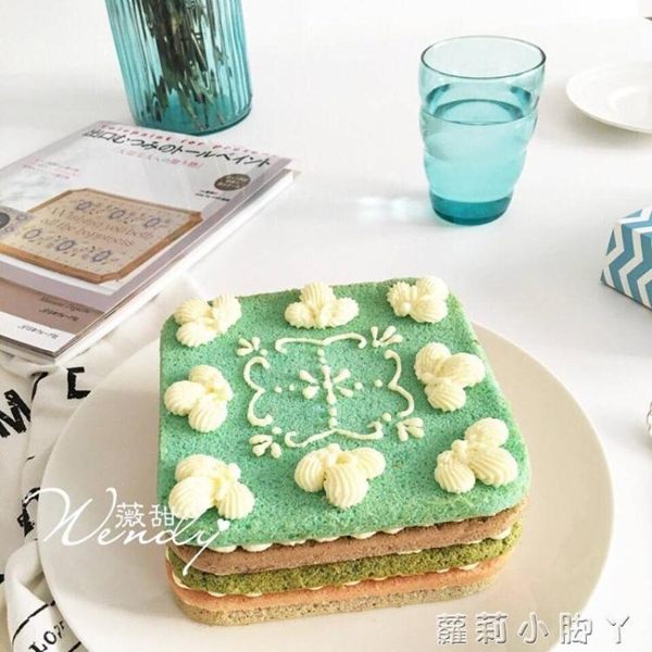 學廚6寸方形彩虹蛋糕模具不沾烤盤烤箱用DIY生日裸蛋糕烘焙5件套