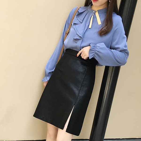 PU皮裙半身裙女中長款秋冬黑色a字裙高腰遮胯裙子顯瘦小皮裙