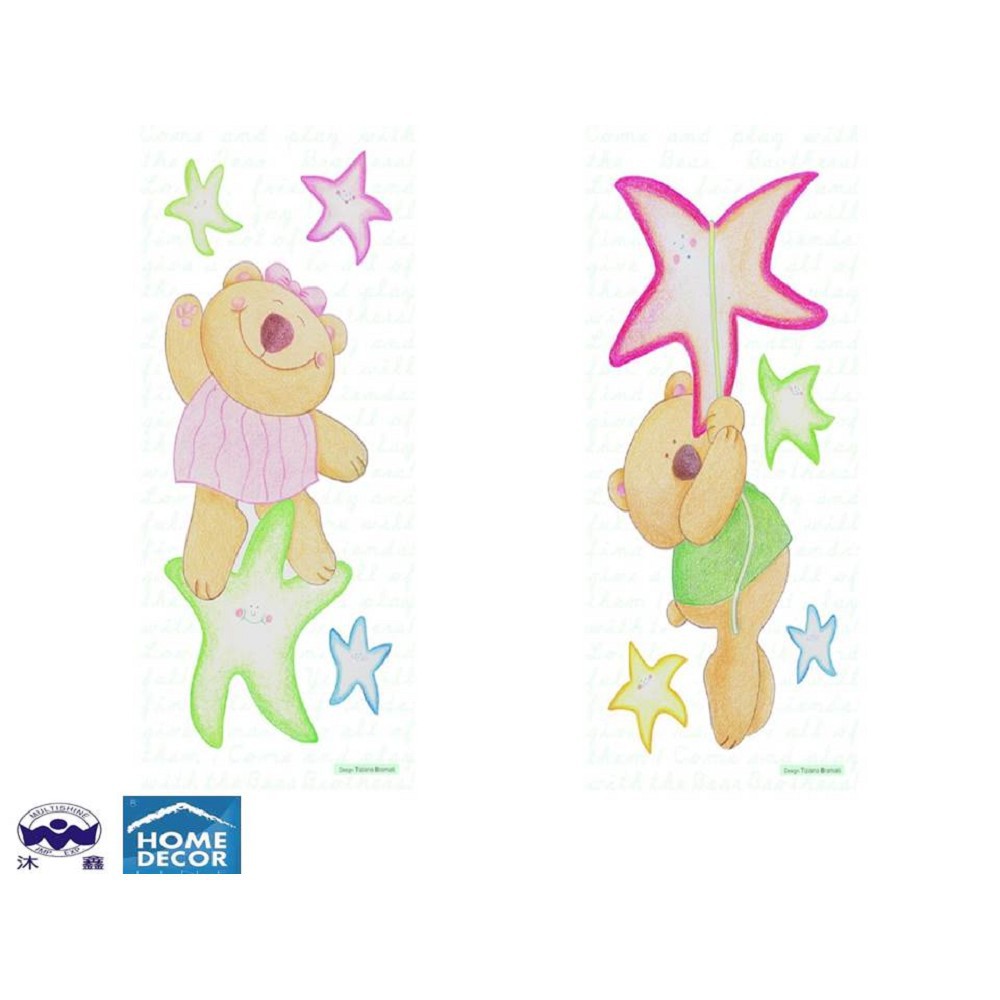 【商品特色】各式卡通圖案，可分割連結隨意展現創意，仿手繪的顏色如同直接畫在壁面上的真畫，適合貼於水泥漆與乳膠漆的壁面、金屬、木板、櫥櫃、門窗、傢俱等處。【商品規格】材質：乙烯規格：15cmX31cm(