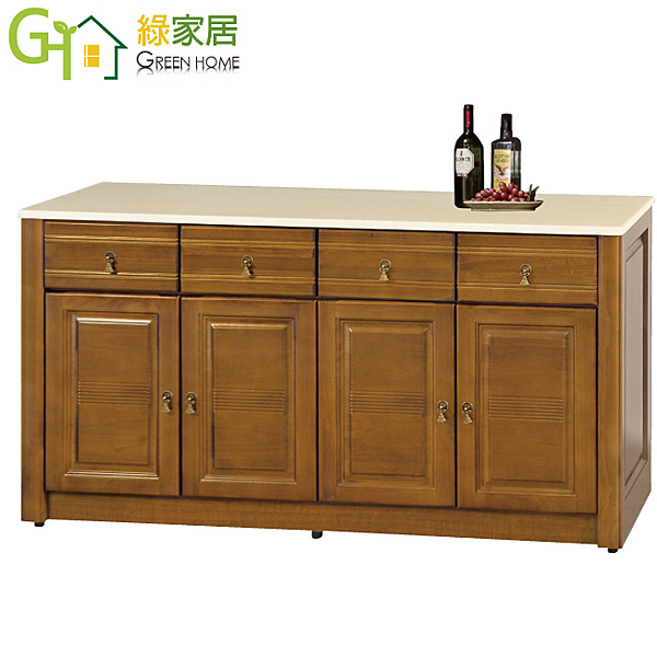 松木實木＋防蛀木心板n五金滑軌結構＋2cm雲紋石面n四抽屜＋開放式桌面＋四門櫃n免組裝免運費