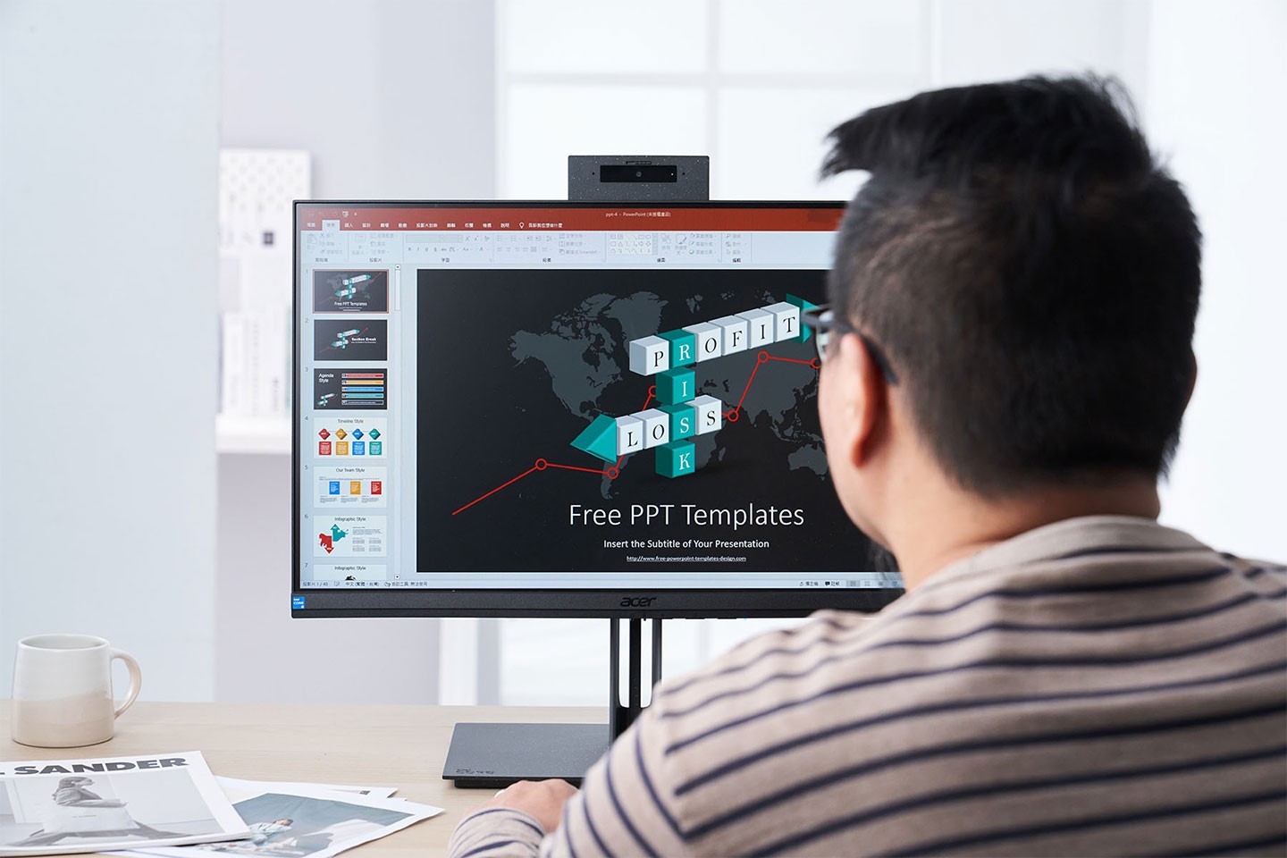 在一般使用電腦時，視訊攝影機偵測到有使用者在電腦前時，畫面不會有任何動作。