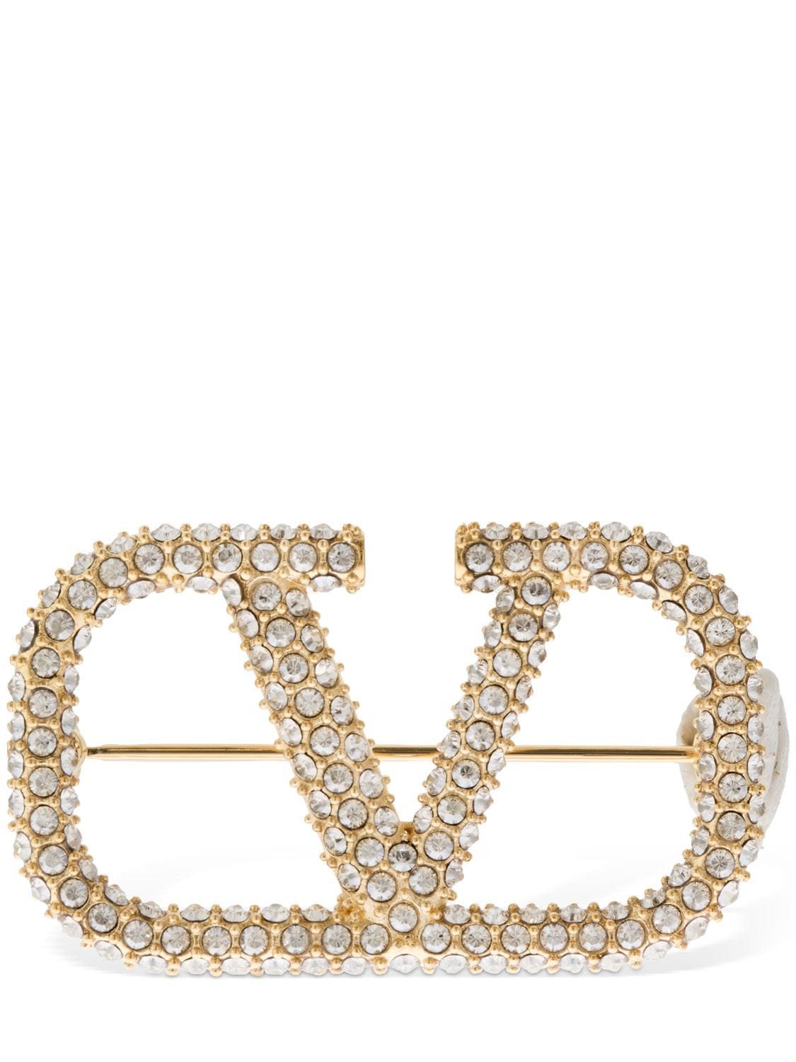 Crystal V Logo Signature Brooch