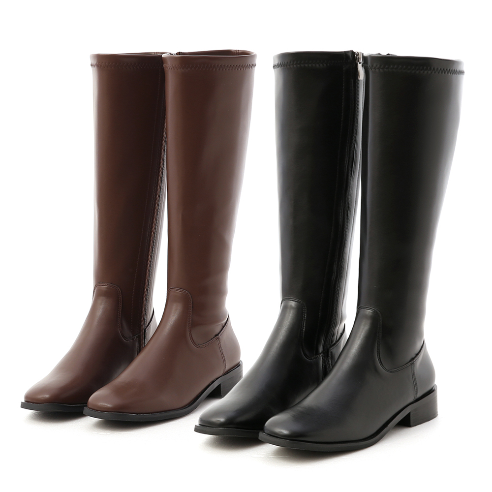 D+AF素面剪裁筆挺膝下長靴 長靴穿搭