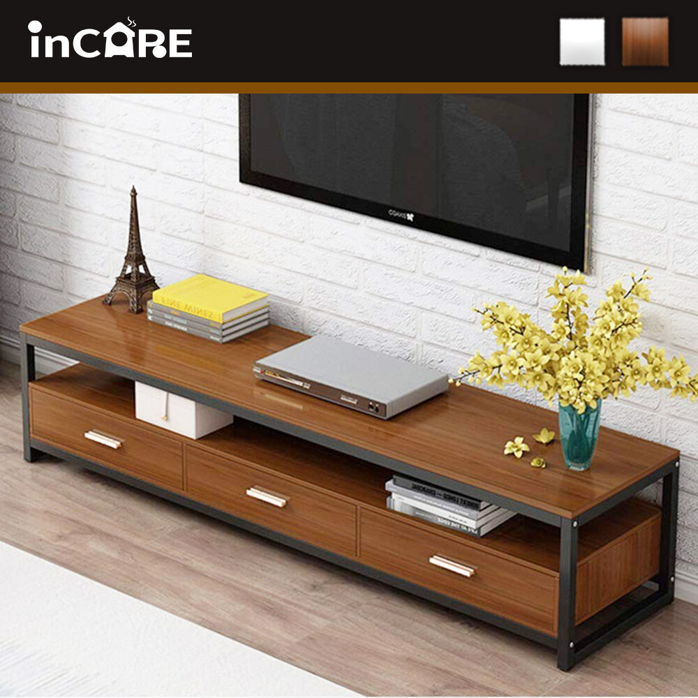 商品名稱：工業風電視櫃 尺寸：120x30x40.5cm 顏色：原木色、白色 材質：密度板、鋼架、鐵件 ×本商品為DIY自行組裝商品，組裝前請先對照說明書是否有缺件或瑕疵，確認無誤再進行組裝。 如缺零