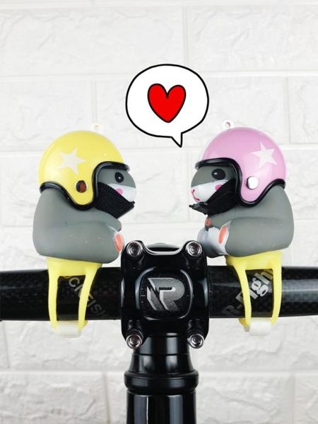 兒童平衡車自行車倉鼠頭盔燈車鈴氣喇叭網紅小黃鴨卡通鼠車把裝飾