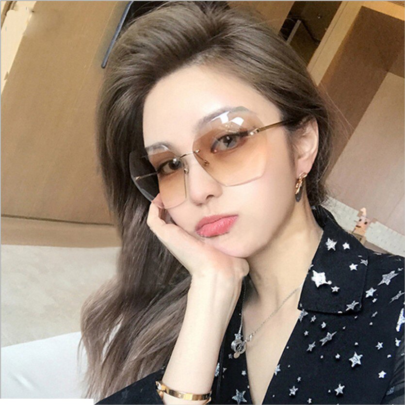 糖衣子輕鬆購【BA0062】歐美潮流百搭時尚漸層鏡面無框金屬太陽眼鏡