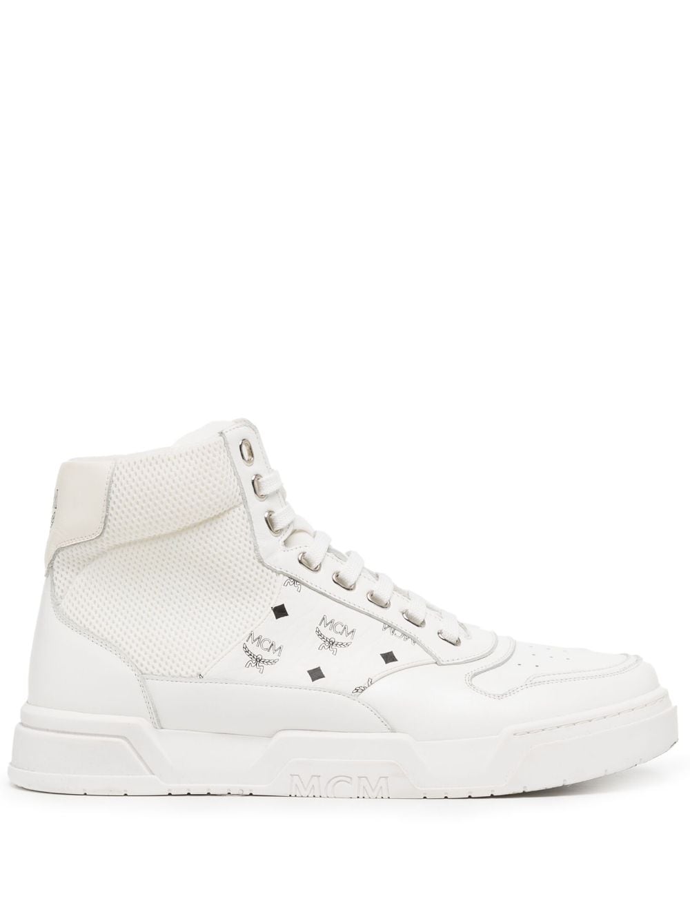 MCM - Skyward monogram high-top sneakers - men - CanvasLeather/Rubber/Canvas - 40 - White