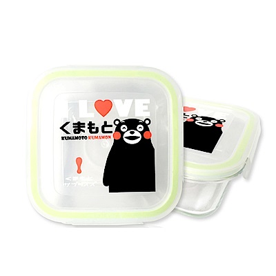 金德恩 台灣製造 日本九州熊本Kumamon 方形玻璃保鮮盒 700ml