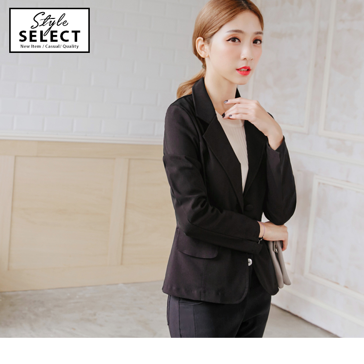 台灣製造．袖口開衩黑色西裝外套