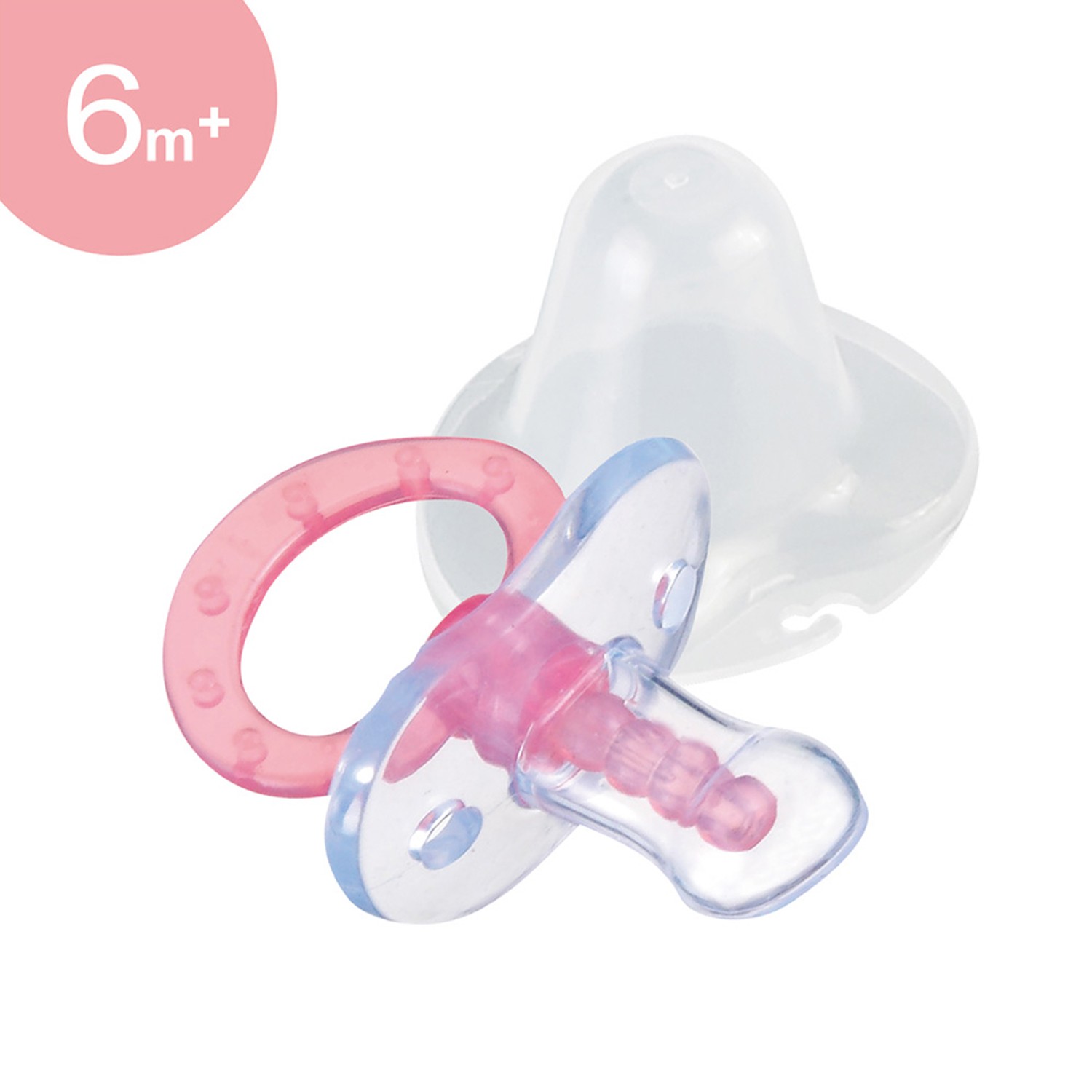 專利空心顆粒按摩球，按摩牙齦好舒服。拇指型特殊造型，符合嬰兒的唇齒構造。附卡式奶嘴蓋