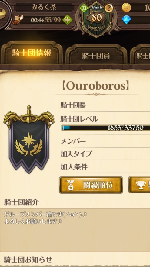 【Ouroboros】騎士団のオープンチャット