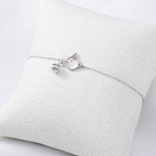 貓咪鈴鐺腳925純銀腳飾女森繫可愛甜美氣質百搭韓國銀飾品腳鍊唯美氣