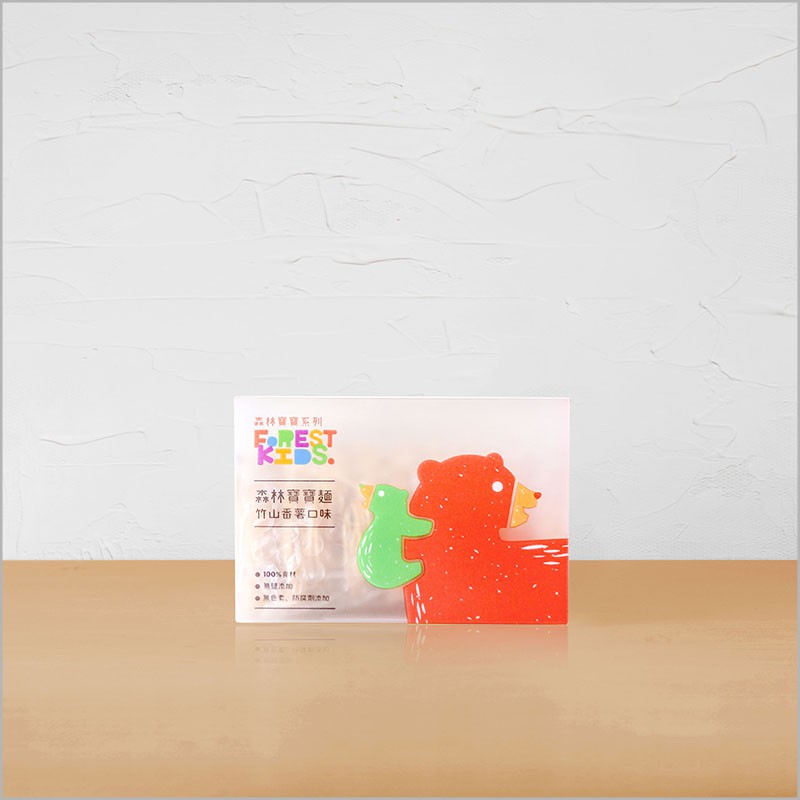 森林麵食推出專屬於寶寶的彩色麵條『森林寶寶麵』完全不添加一點鹽，對小朋友沒有一絲負擔結合臺灣在地農作物直加麵粉作成可口麵條，五種口味：黃金地瓜、菠菜、紫心番薯、南瓜口味、紅蘿蔔口味，富含植物纖維的麵條