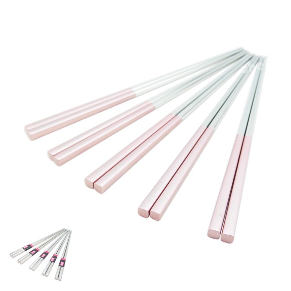 四角筷身設計，放置碗上不滾動不銹鋼材質，好清洗不卡污材質：304不銹鋼顏色：不銹鋼色、粉色尺寸：長23cm產地：中國