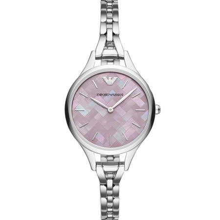 原廠公司貨 生活防水5ATM 雙針極簡風格顯示 編織格紋珍珠母貝面盤 不鏽鋼錶殼、錶帶可拆卸錶帶設計 料號：AR11122 熱銷