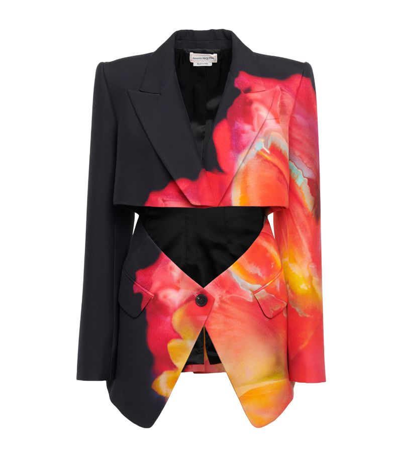 Alexander Mcqueen Solar Petal Print Slashed Blazer
