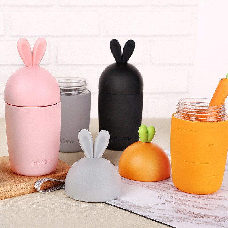 韓國網紅兔子杯可愛卡通小兔子蘿蔔玻璃杯學生兒童水杯廣告小禮品學生可愛玻璃杯兔子杯創意玻璃杯 玻璃杯批發交換禮物生日禮物