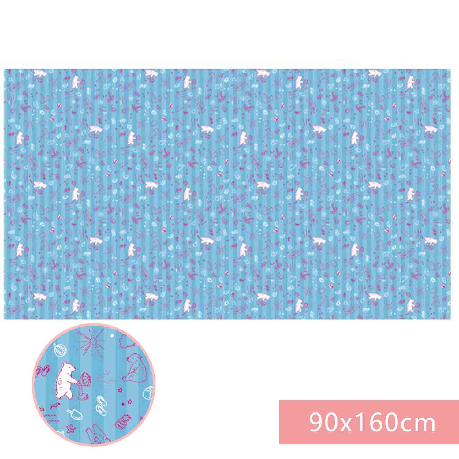 日本 Pearl金屬 - 超輕薄野餐墊-水藍小熊 (90x160cm)