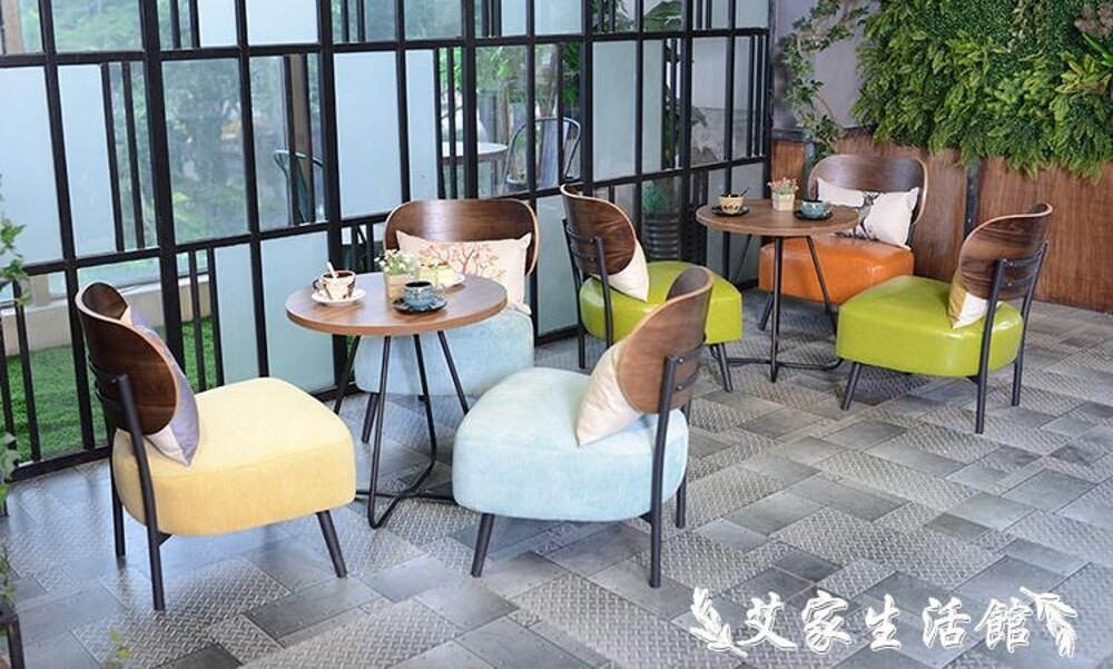 單人休閒咖啡廳沙發椅 網紅奶茶店甜品店桌椅星巴克沙發桌椅組合 LX 【限時特惠】