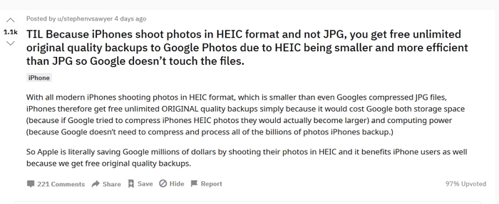 Pixel 4都不能免費以原圖儲存在Google相簿上，為什麼 iPhone 用戶竟然可以免費？Google表示：是Bug