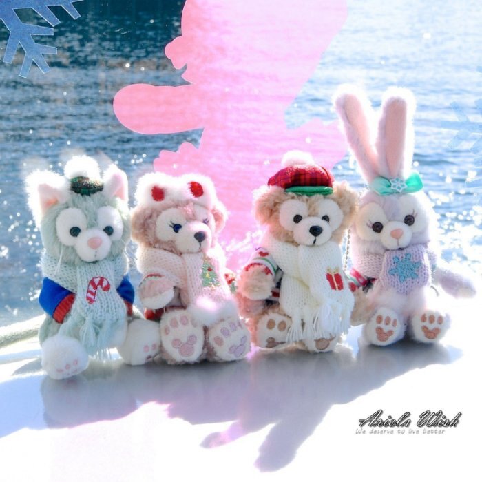Ariel Wish日本東京迪士尼聖誕節達菲熊Duffy雪莉玫傑拉東尼Stella史黛拉兔兔圍巾坐姿珠鏈吊飾四款絕版現貨