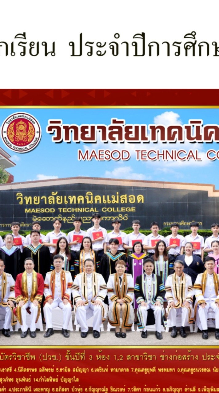นักเรียน นักศึกษาใหม่ วิทยาลัยเทคนิคแม่สอด  ปีการศึกษา2566