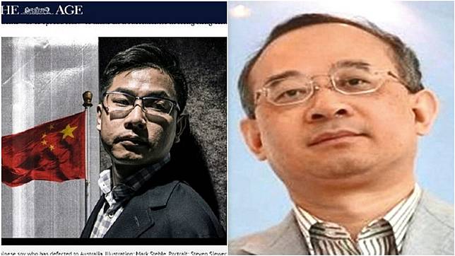 自稱中國大陸間諜的王立強(左)、香港中國創新投資公司主席向心圖／翻攝自The Age官網、TVBS資料畫面