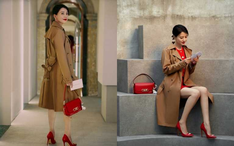 第一次嘗試紅色的人，可以學高圓圓這樣搭，時髦又有氣質。（圖／品牌提供）