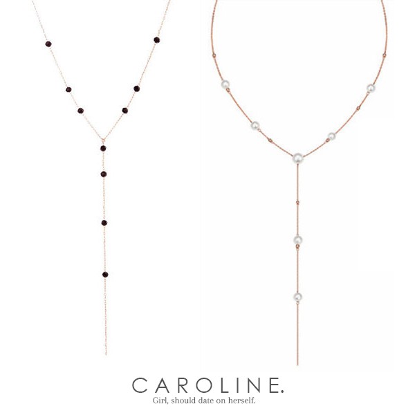 韓劇她的私生活朴敏英同款巴洛克小珍珠&黑色水晶珠迷人Y字長項鍊 耳環