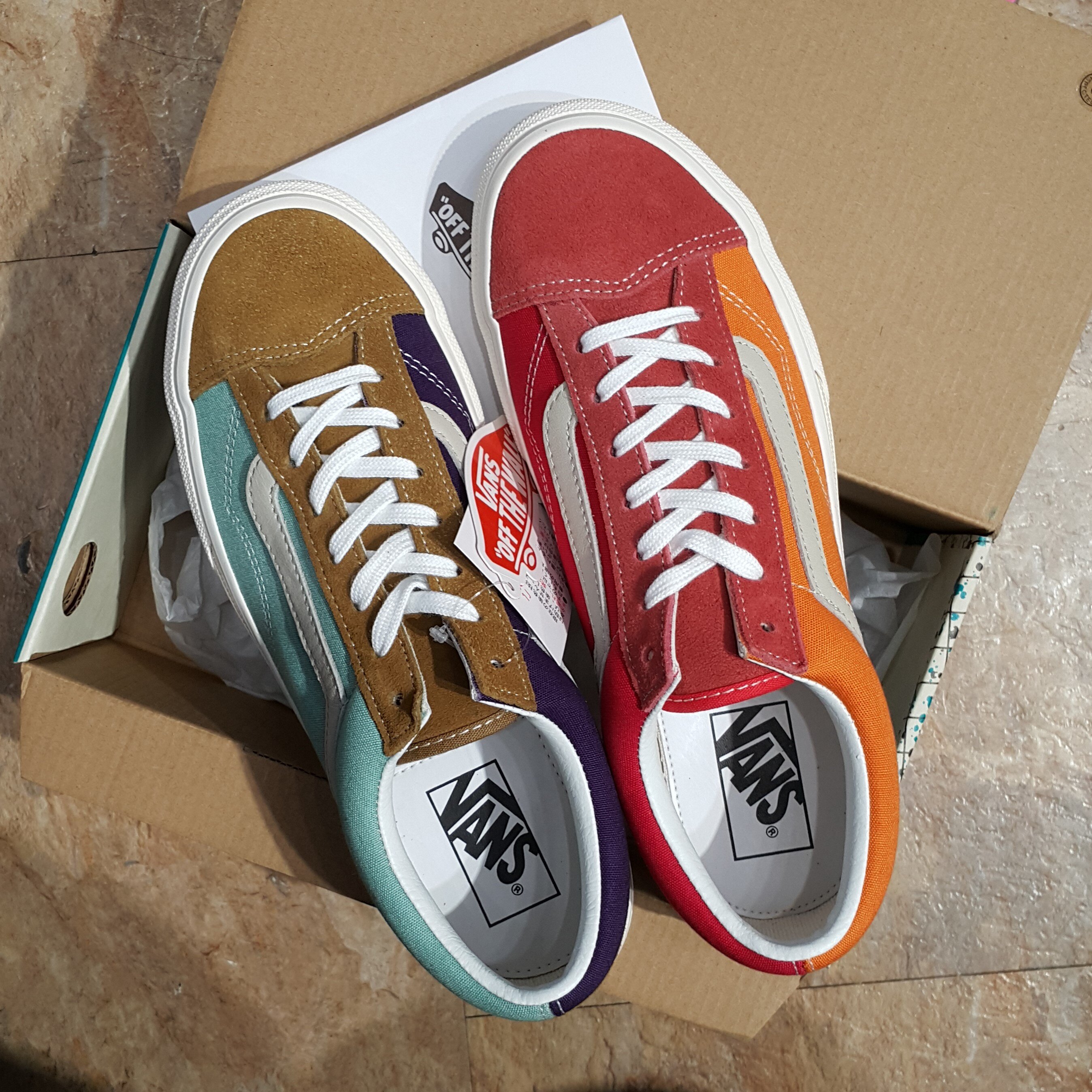 VANS Style 36 V36 OG 橘籃紫紅 四色拼接 撞色 限定款 帆布 麂皮 棋盤格 板鞋