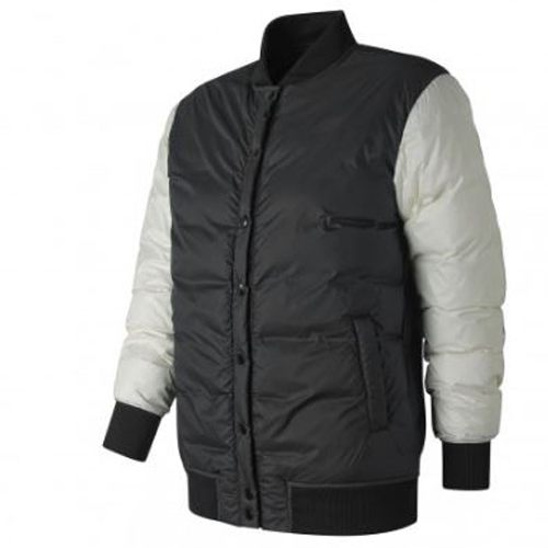 New Balance 女裝 外套 休閒 247 棒球外套 羽絨 膨脹係數800 黑 白【運動世界】WJ83513BM