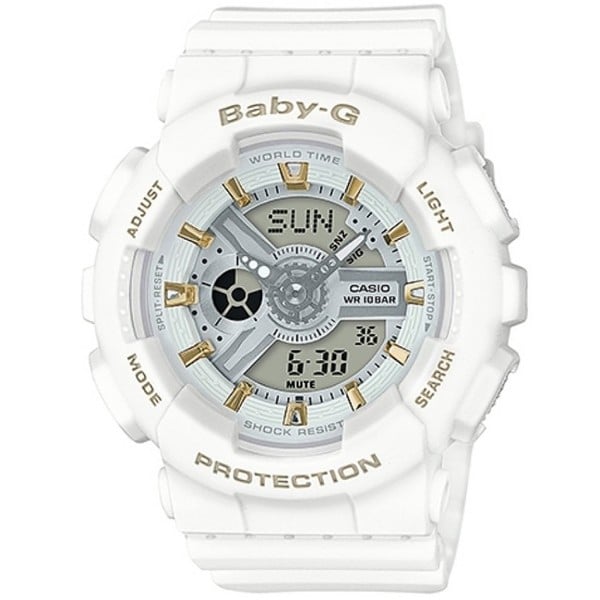 BABY-G BA-110系列百變的少女時代腕錶-白+金(BA-110GA-7A1)