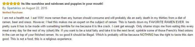 Komentar tentang Indomie dari pembeli di Amazon (Foto: amazon.com)