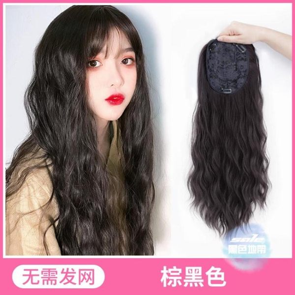 長假髮 假髮女長髮圓臉可愛新式髮套長捲髮網紅羊毛捲玉米燙自然全頭套式 4色