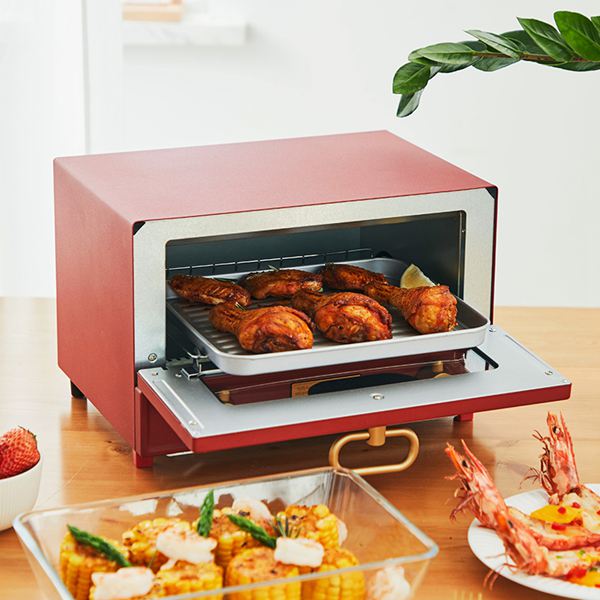 電烤箱日本單層復古小烤箱家用小型烤箱K-TS2中國紅12L