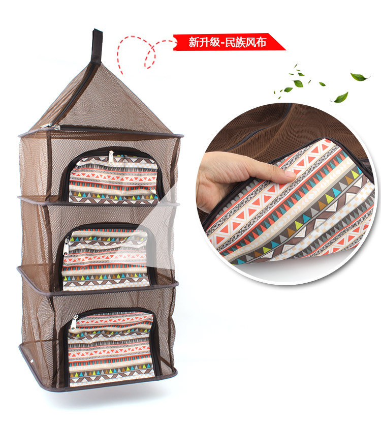 戶外折疊晾曬網/多功能四層收纳餐具網/水果蔬菜掛網(請選全家運送或貨運) 露營