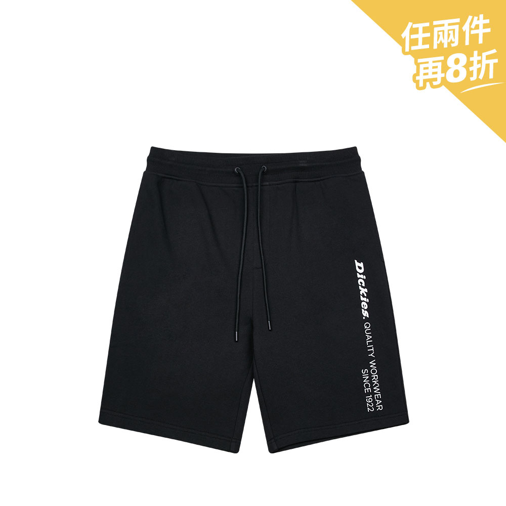 Dickies男款黑色純棉抽繩Logo印花短褲|DK008796BLK