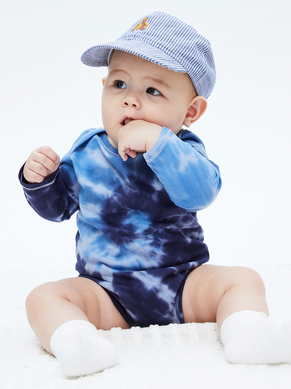 嬰兒 純棉紮染信封領長袖包屁衣