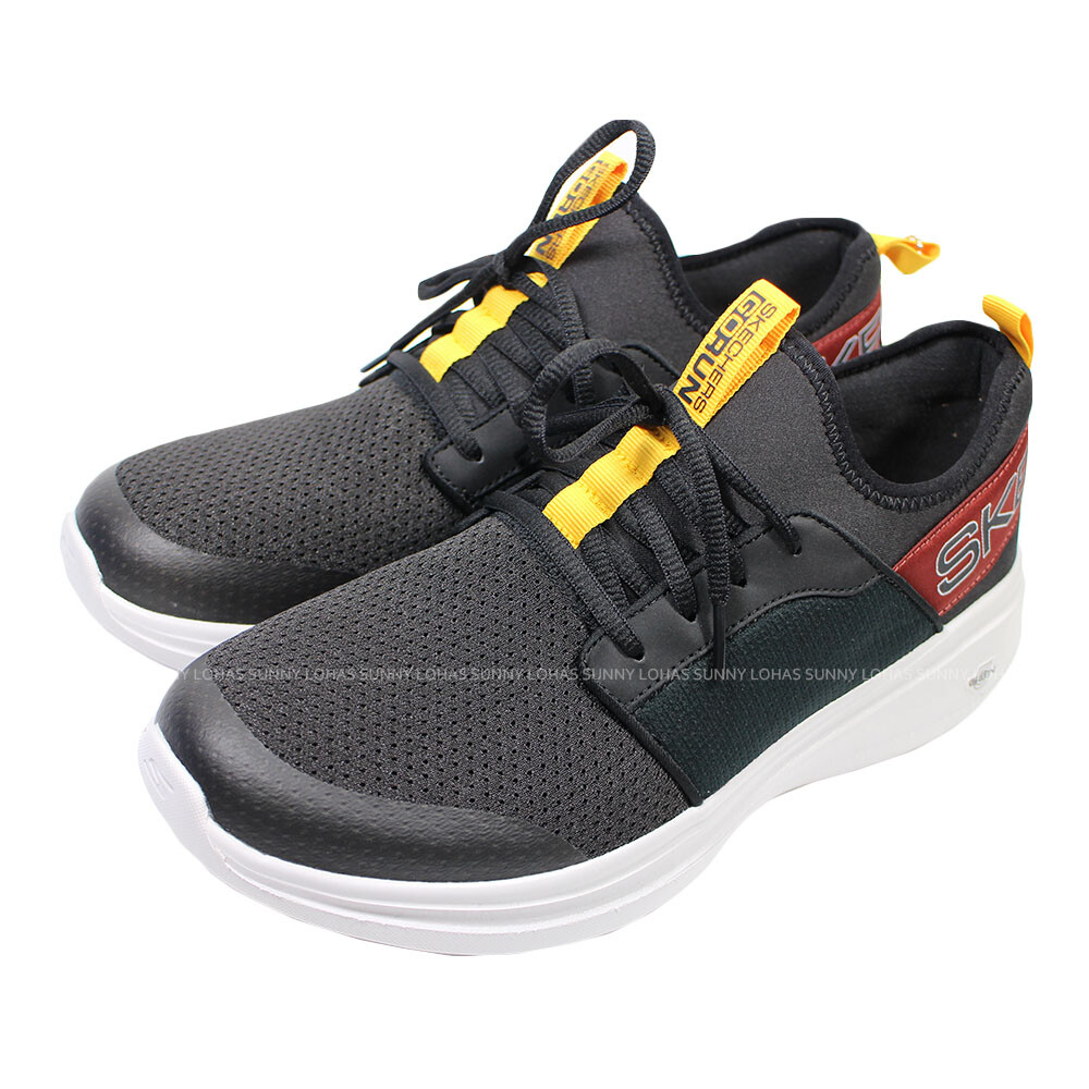 SKECHERS GO Run Fast 男慢跑鞋 布魯克林 黑 酒紅 55109BKMT Skechers GO Run Fast Skechers GOrun Fast-Valor是一款高緩衝，輕