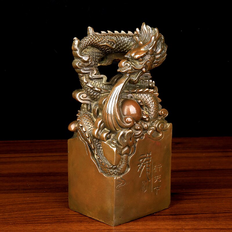 純銅龍行天下玉璽印章擺件個性官印飛龍旋運家居風水辦公室飾品