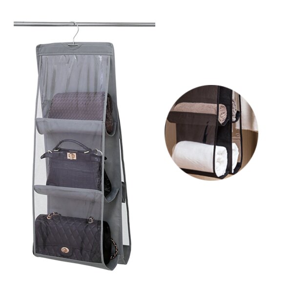 【2入特惠】包包收納掛袋 包包收納 防塵袋 置物掛袋 包包掛架 衣物收納袋 懸掛式收納袋 多功能 衣櫃收納掛袋 掛架 灰色