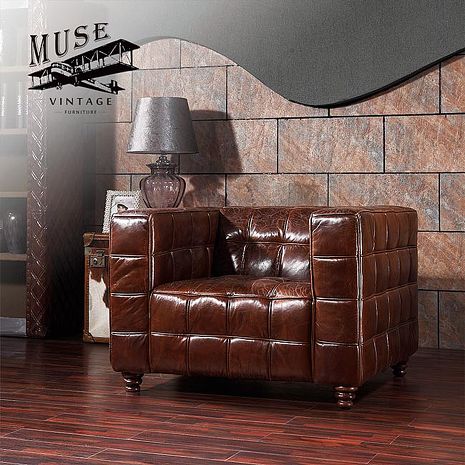 【MUSE】Pullman普爾曼復古雋永格紋牛皮沙發