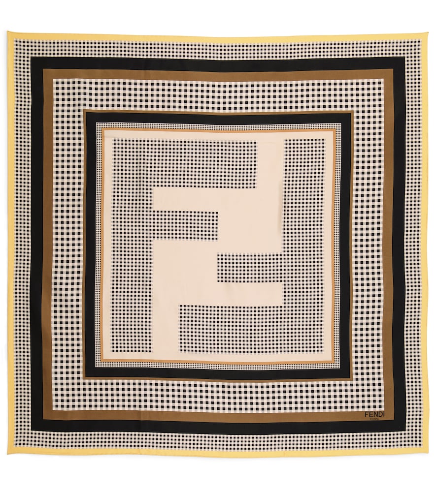 FF printed silk twill scarf