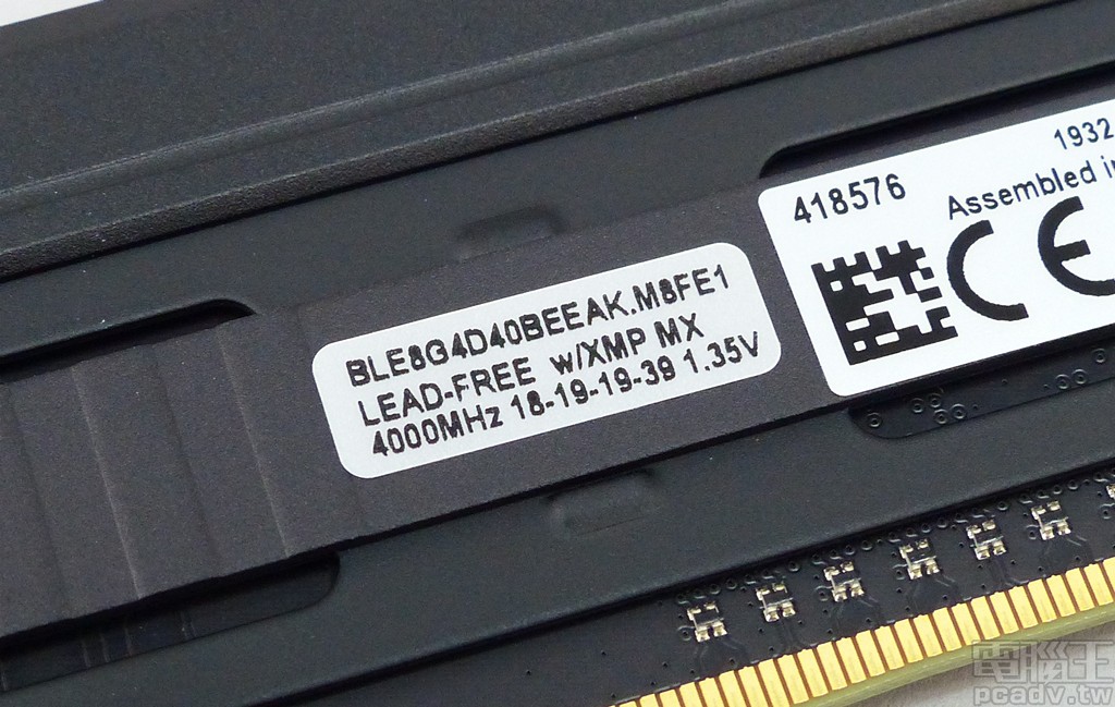 ▲ 這組 Ballistix Elite DDR4-4000 8GB x 2 16GB kit 套裝 XMP 設定值採用 18-19-19-39 時序、1.35V 電壓。