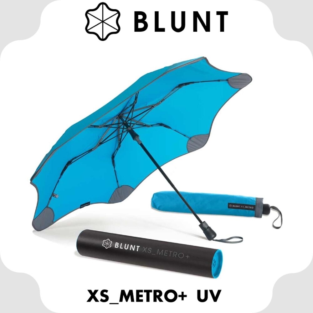 【BLUNT 紐西蘭 XS_METRO 抗強風 99%抗UV折傘《藍》】BLT-X02/摺疊傘/自動傘/雨傘