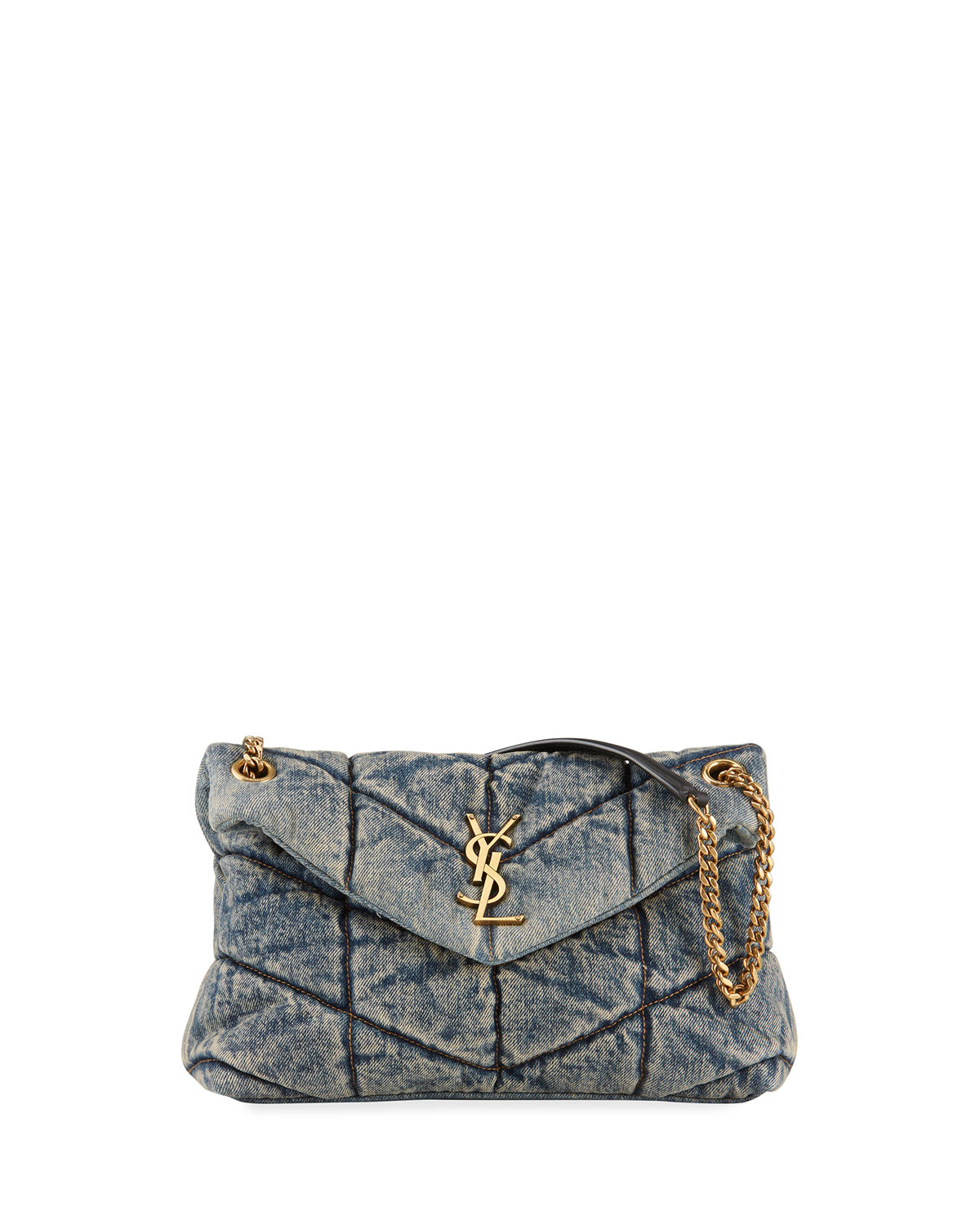 LouLou YSL Small Quilted Denim Shoulder Bag