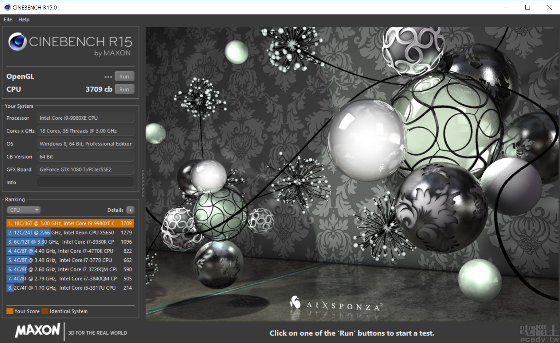 CINEBENCH R15 多執行緒為 3709cb