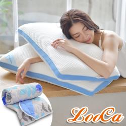 ◎抗菌防蹣 安心防護.可機洗 清潔更方便|◎彈性佳 不易變形.舒柔表布柔軟舒適|◎品牌:LooCa類型:特殊機能枕對象:成人材質說明:可機洗抗菌水洗枕-中低型x2顏色：米白色/藍色圍邊表布：緹花抗菌舒
