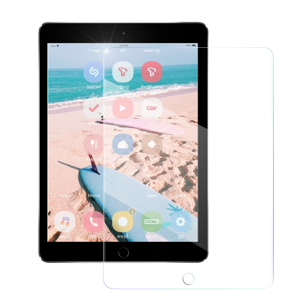 特殊弧面切割、按鍵邊緣內縮切割 0.33mm超薄完全不影響操作 特殊鍍膜，抗油汙指紋 超高透光率，螢幕色彩精彩呈現 Xmart for iPad Pro 9.7 強化指紋玻璃保護貼-非滿版 高密度的9