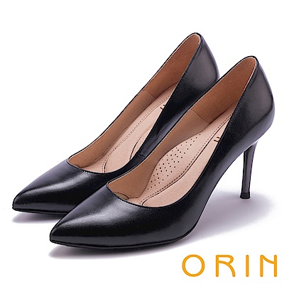 ORIN 真皮典雅素面尖頭 女 高跟鞋 黑色